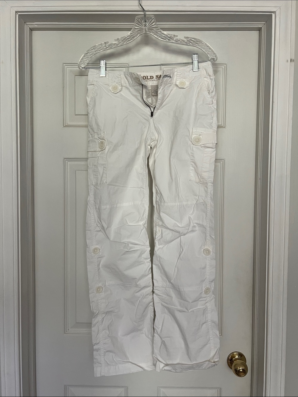 Old Navy White Cargo Trousers with Button Details